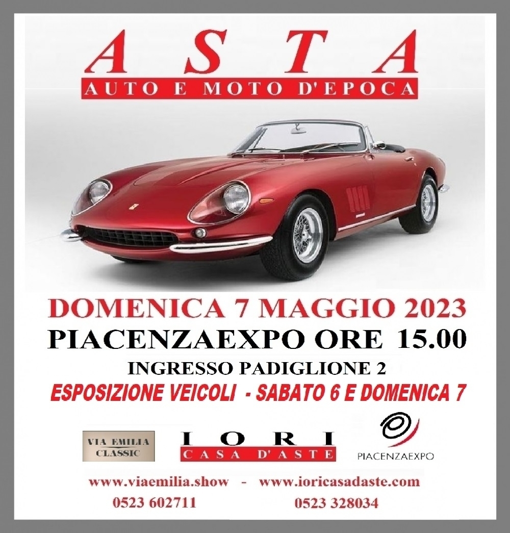 ASTA AUTO E MOTO D'EPOCA EXPO DEL 07/05/2023 - IORI CASA D'ASTE