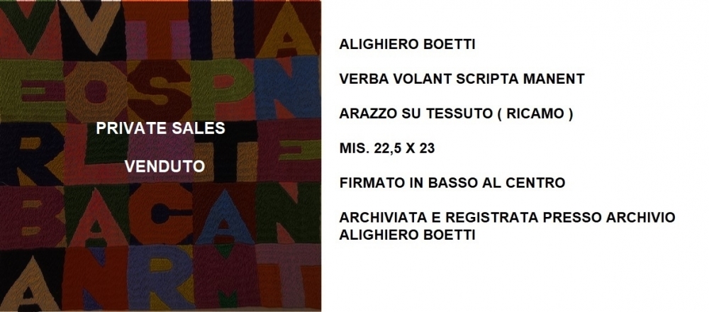 ALIGHIERO BOETTI - PRIVATE SALES - IORI CASA D'ASTE